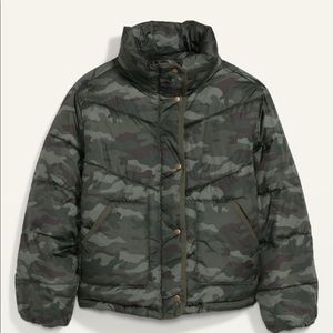 old navy + puffer jacket + camo